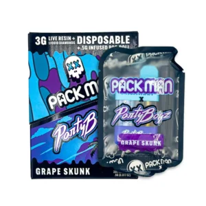 Grape Skunk Packman x Party Boyz 3G Disposable Vape & Pre-Rolls